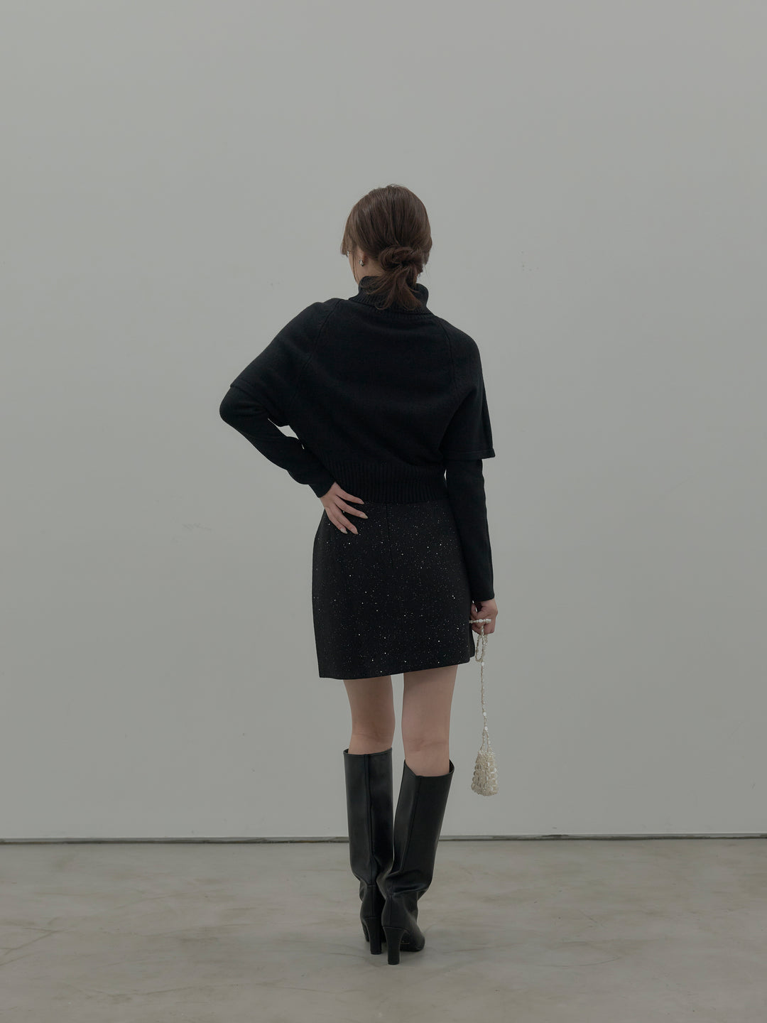 シャイニーウールタッチ台形ミニスカート