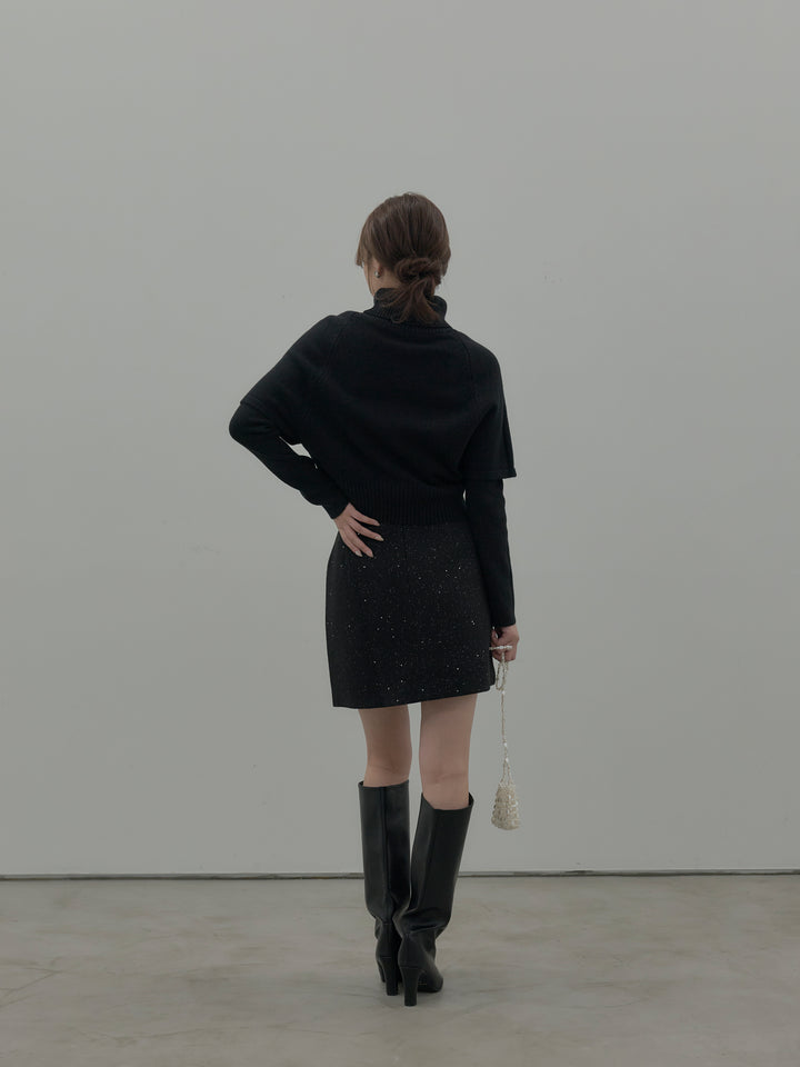 シャイニーウールタッチ台形ミニスカート