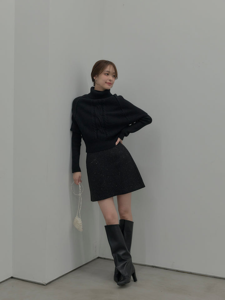 シャイニーウールタッチ台形ミニスカート