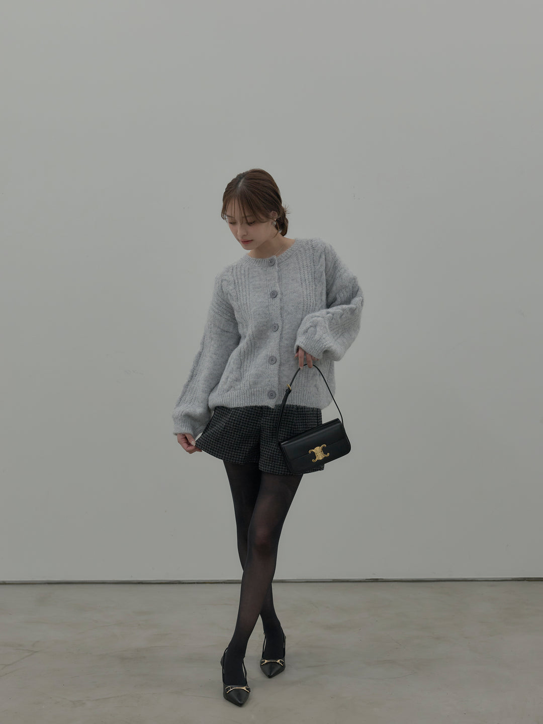 千鳥格子ウールタッチショートパンツ