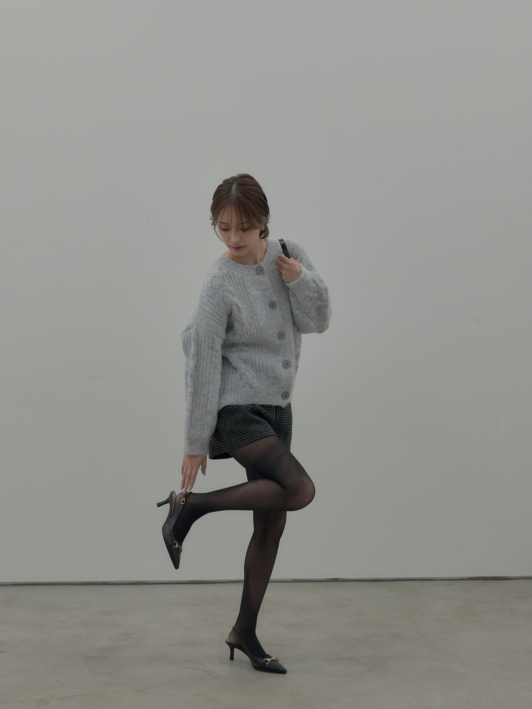 千鳥格子ウールタッチショートパンツ