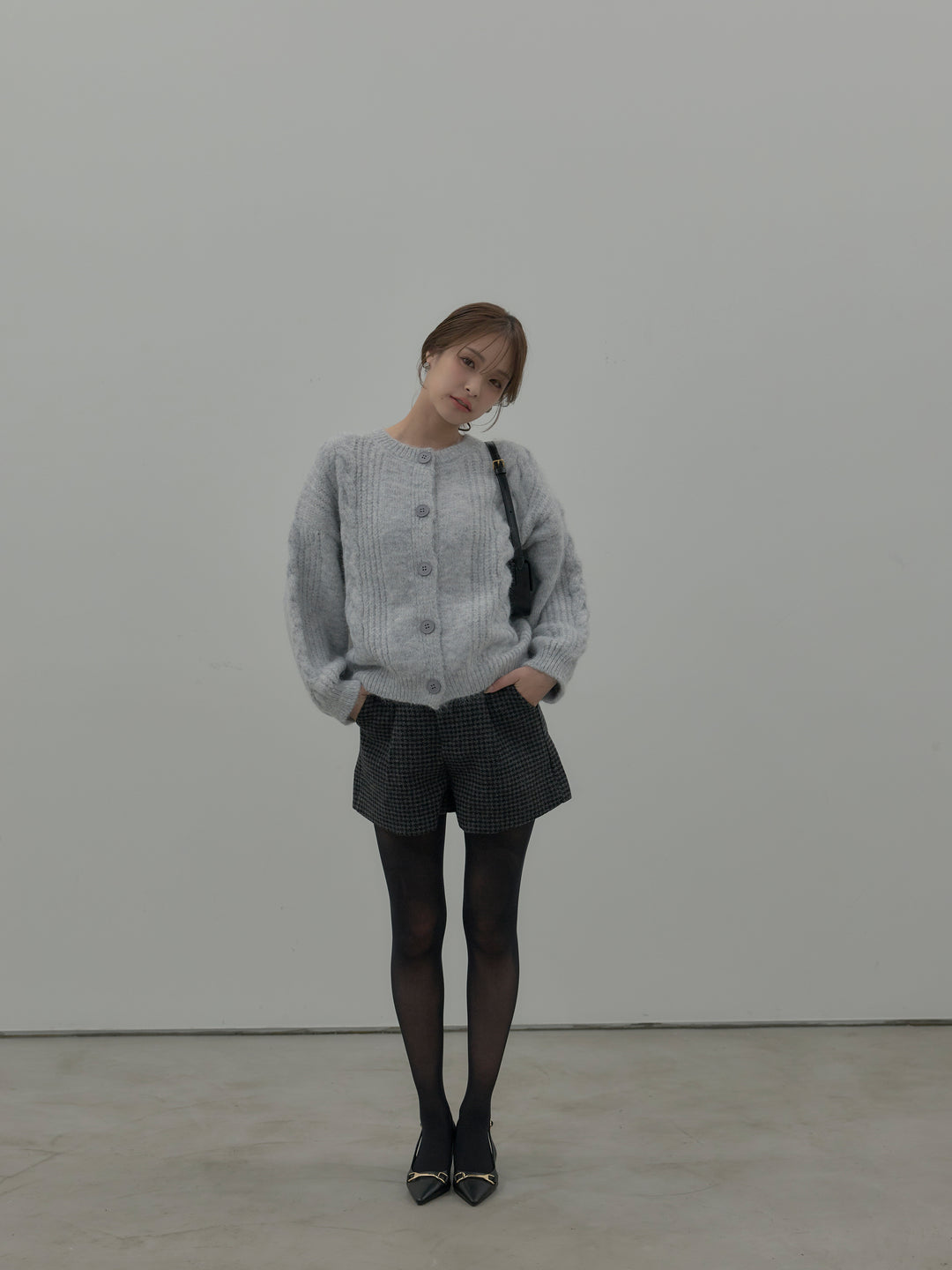 千鳥格子ウールタッチショートパンツ