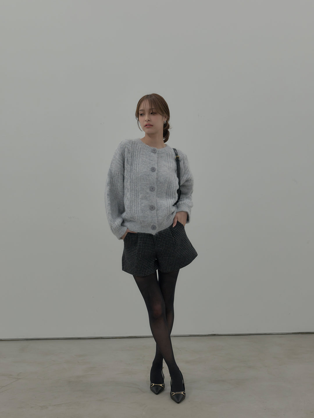 千鳥格子ウールタッチショートパンツ