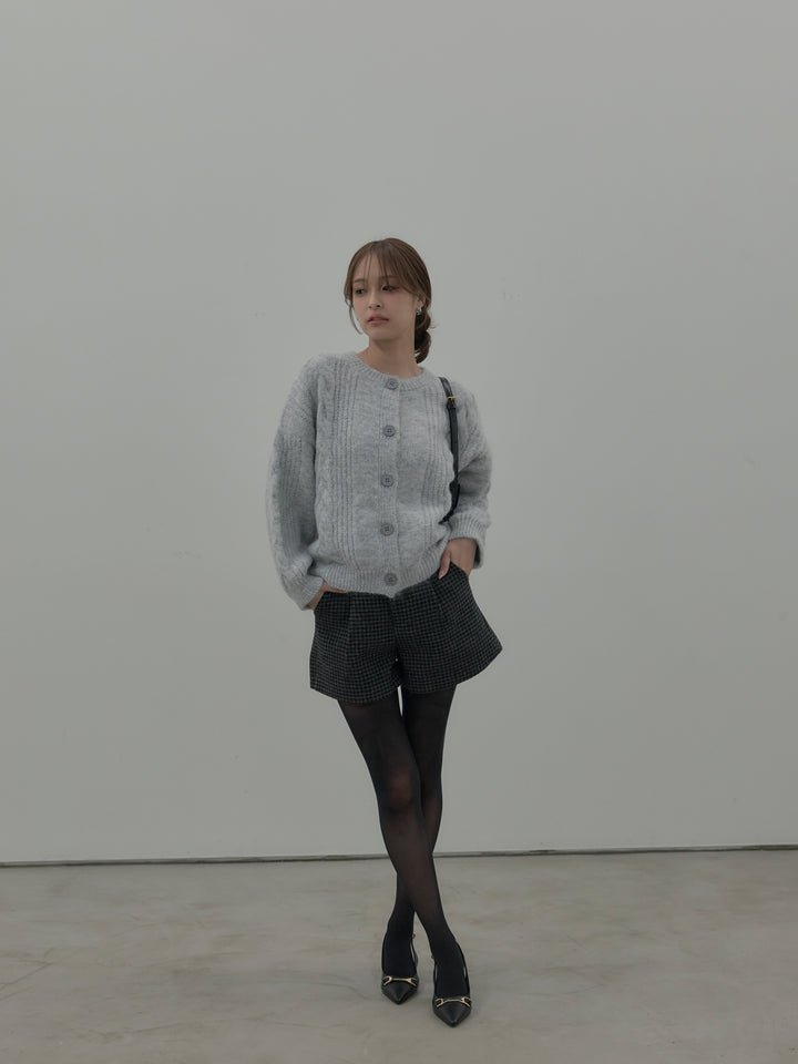 千鳥格子ウールタッチショートパンツ