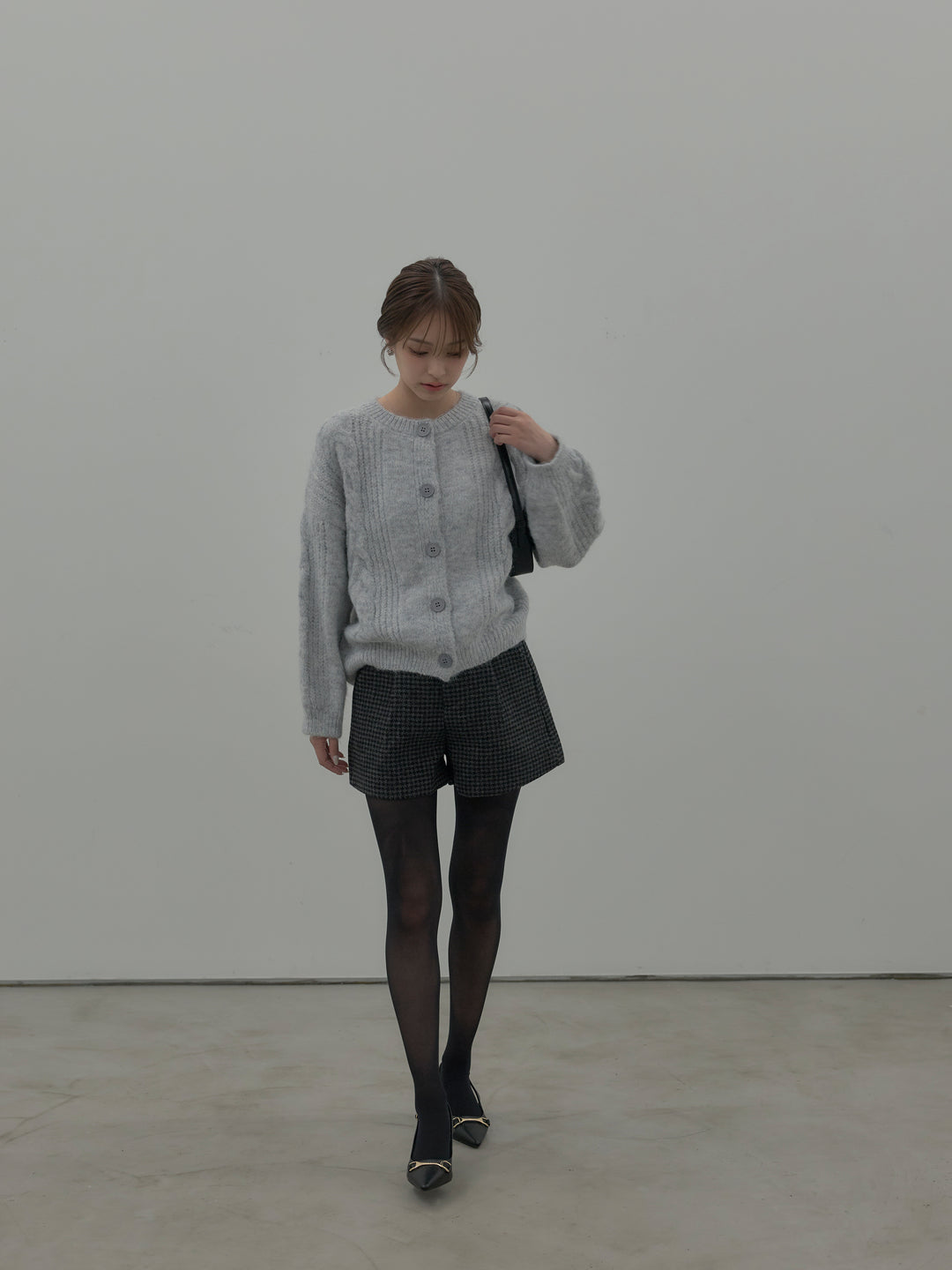 千鳥格子ウールタッチショートパンツ