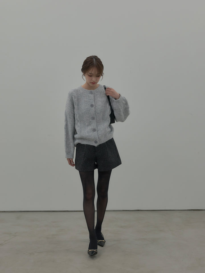 千鳥格子ウールタッチショートパンツ