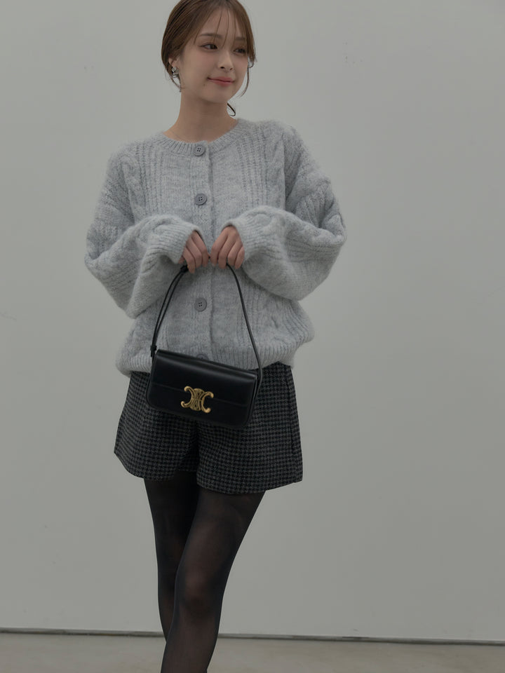 肉厚ケーブル編みニットカーディガン