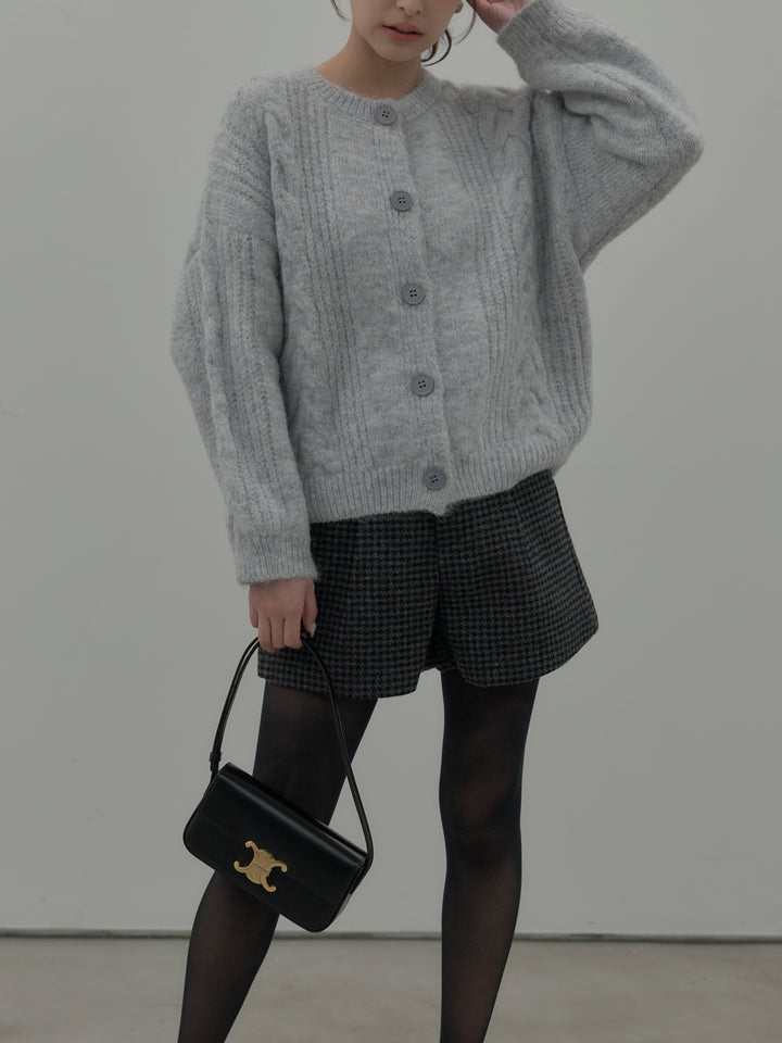 千鳥格子ウールタッチショートパンツ