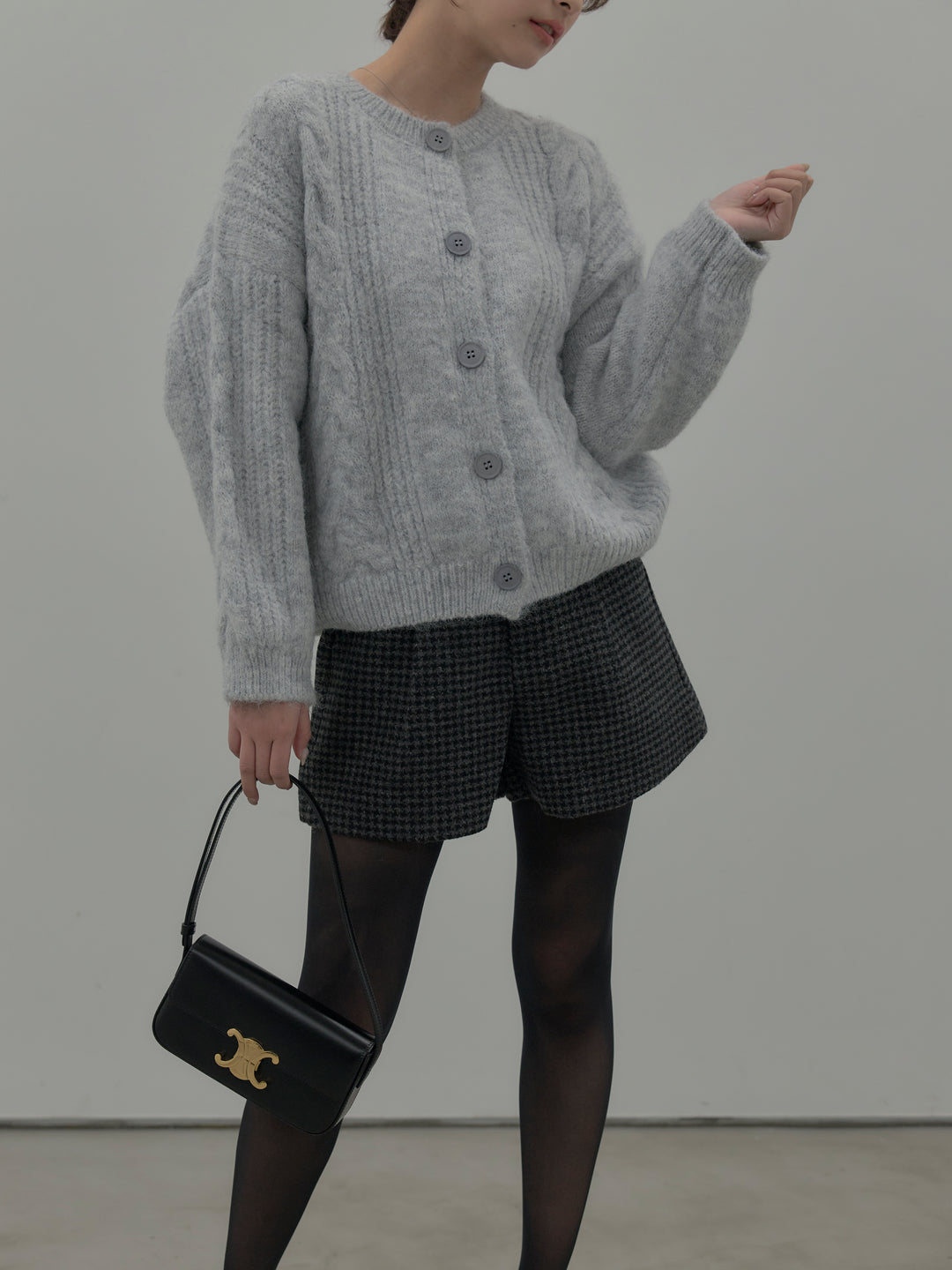 千鳥格子ウールタッチショートパンツ