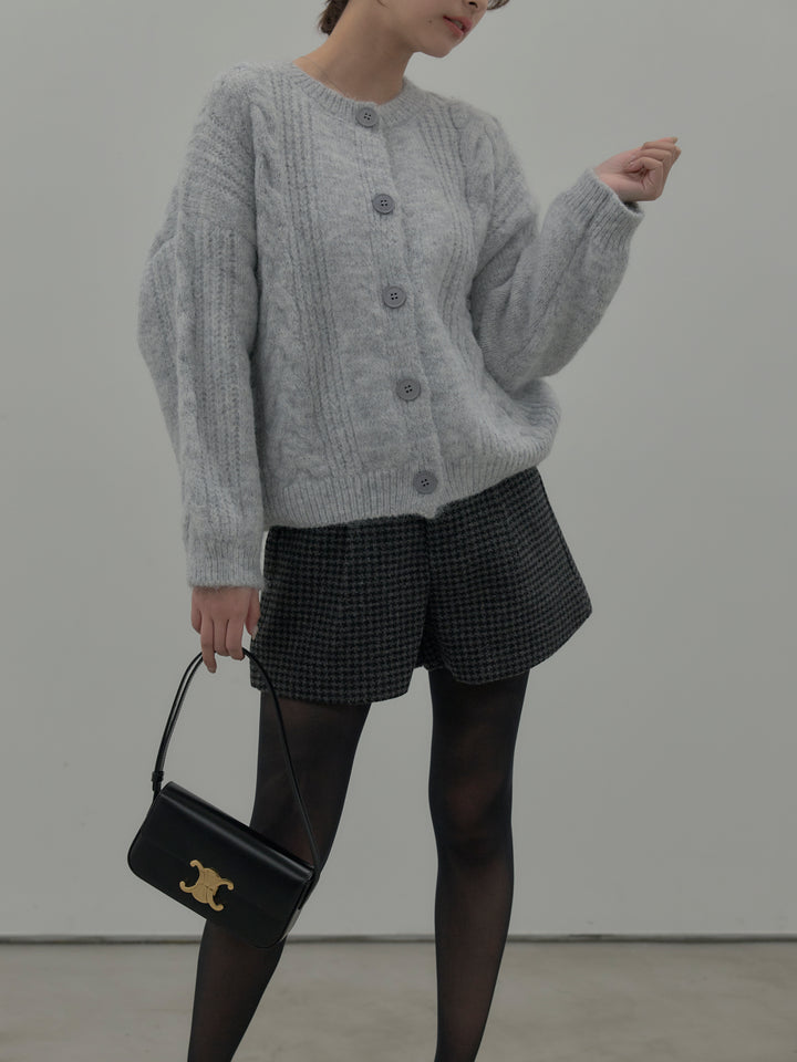 千鳥格子ウールタッチショートパンツ