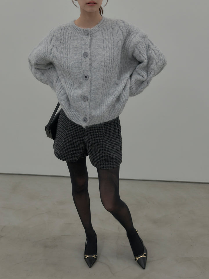 千鳥格子ウールタッチショートパンツ