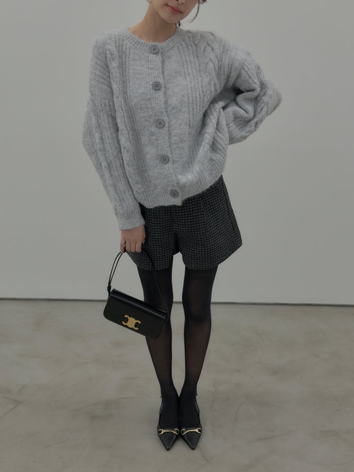 肉厚ケーブル編みニットカーディガン