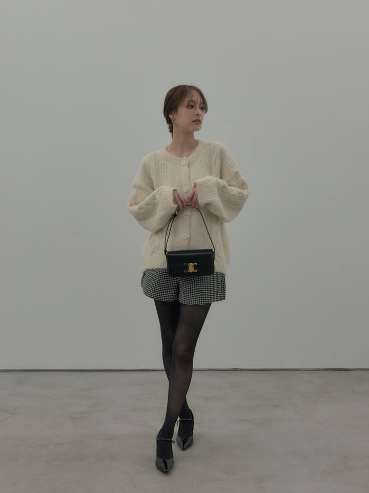 千鳥格子ウールタッチショートパンツ