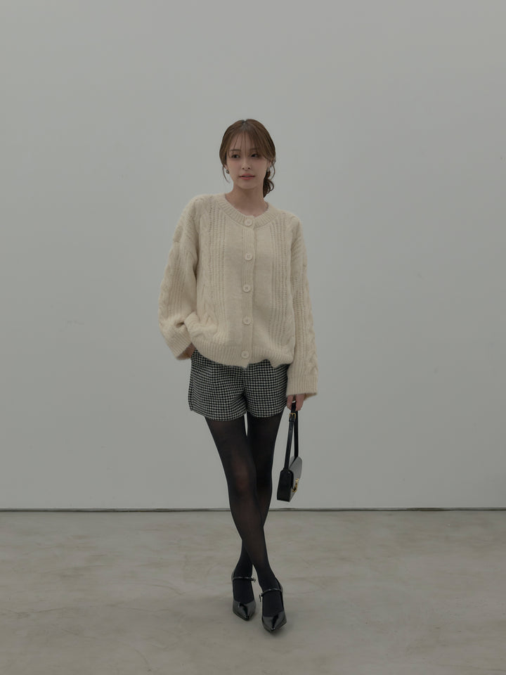 千鳥格子ウールタッチショートパンツ