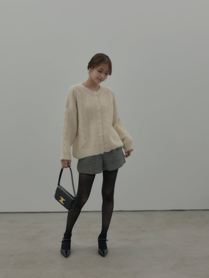 千鳥格子ウールタッチショートパンツ