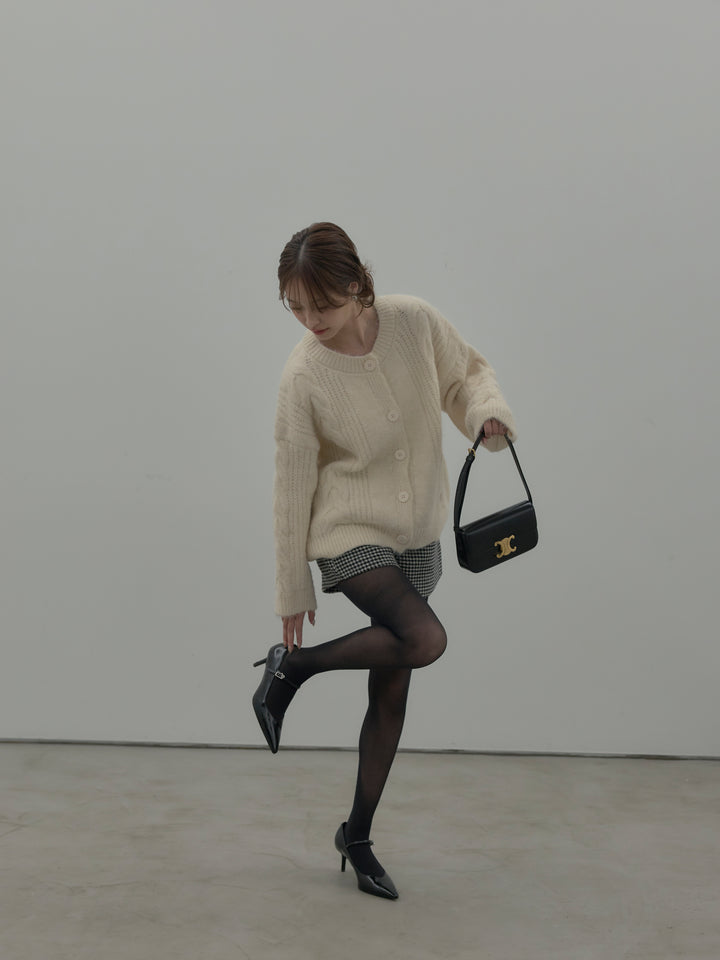 千鳥格子ウールタッチショートパンツ