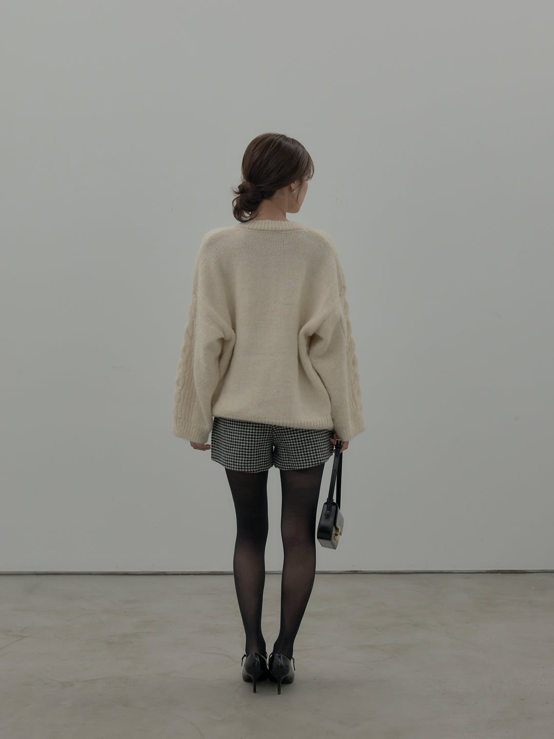 千鳥格子ウールタッチショートパンツ