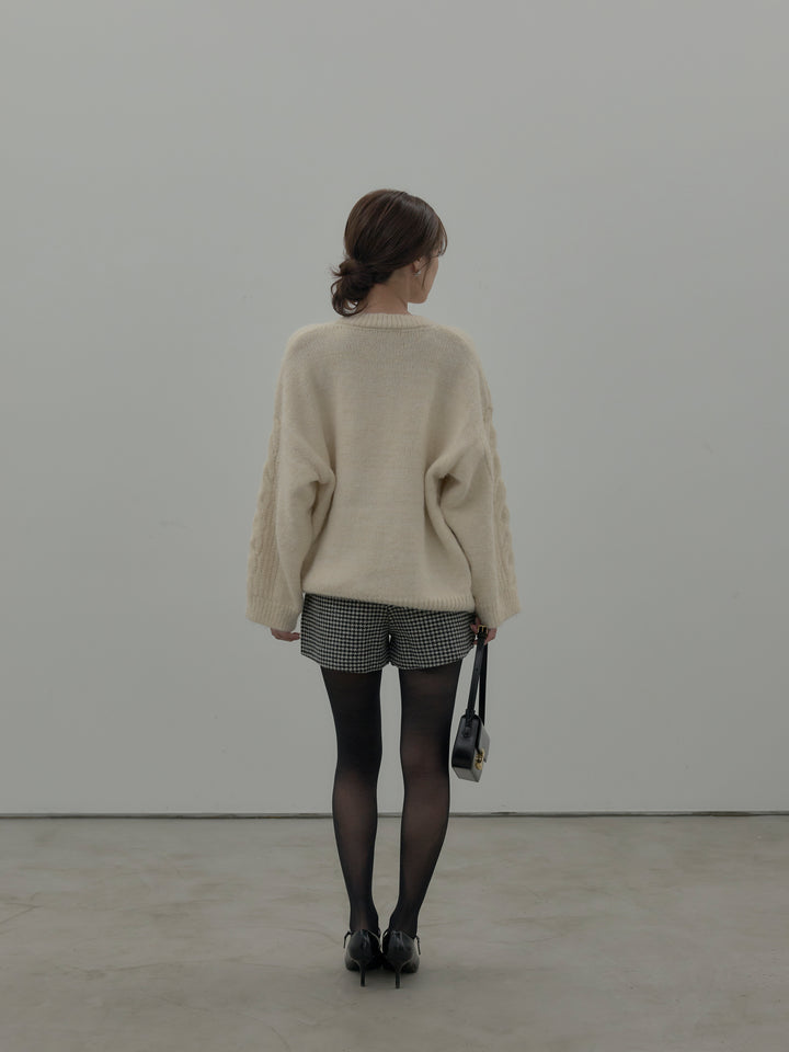 千鳥格子ウールタッチショートパンツ