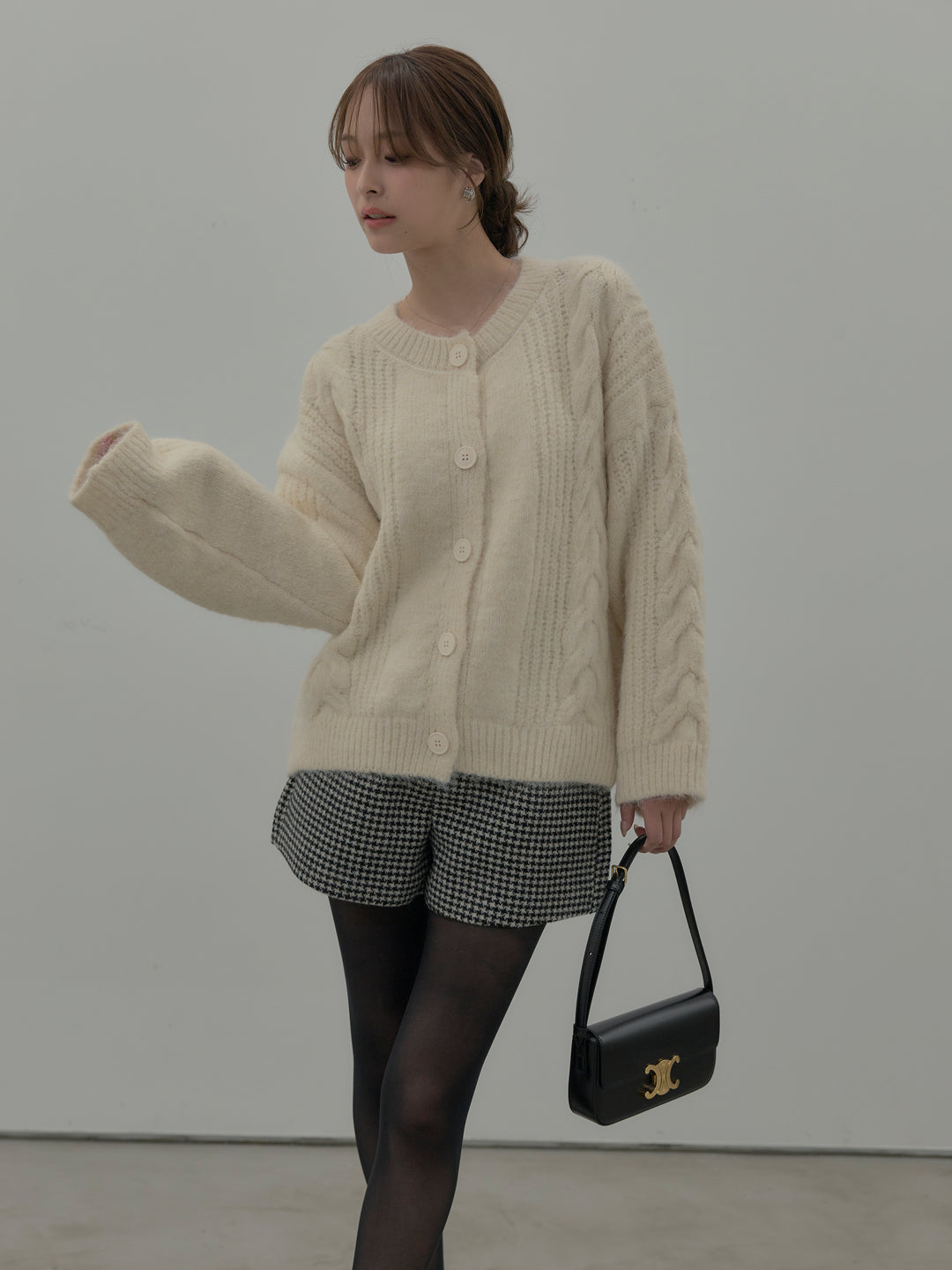 千鳥格子ウールタッチショートパンツ