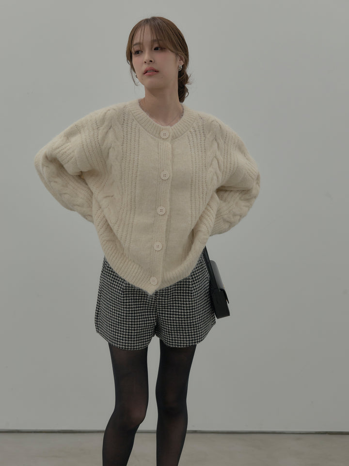 千鳥格子ウールタッチショートパンツ