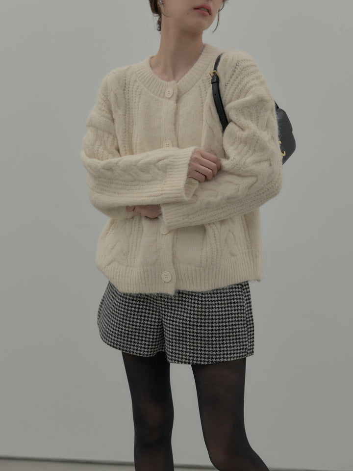 千鳥格子ウールタッチショートパンツ