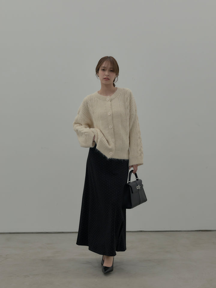 裏起毛ドット柄Aラインスカート