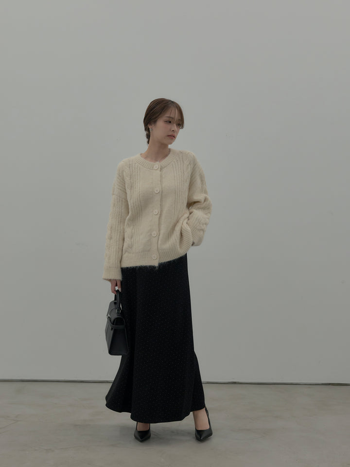 裏起毛ドット柄Aラインスカート