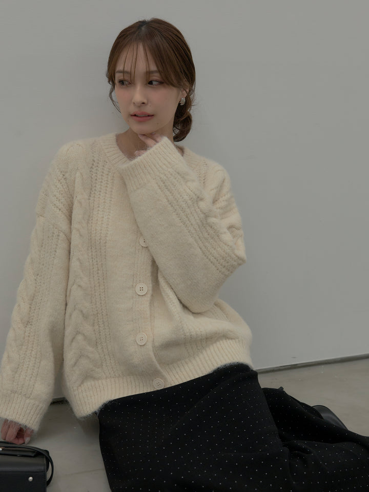 裏起毛ドット柄Aラインスカート