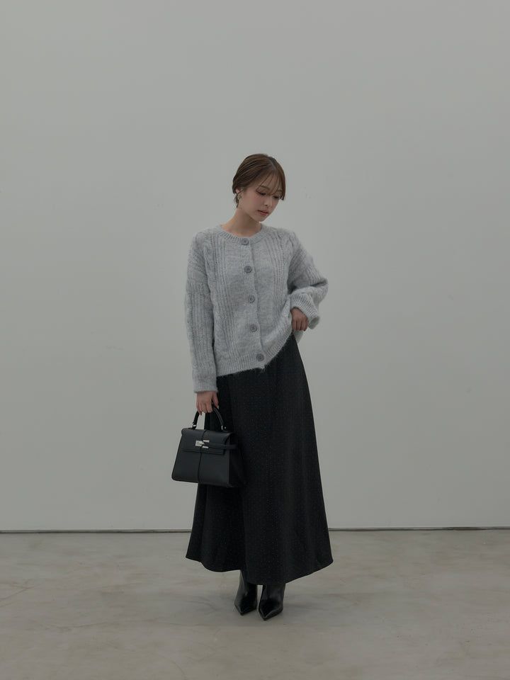 裏起毛ドット柄Aラインスカート