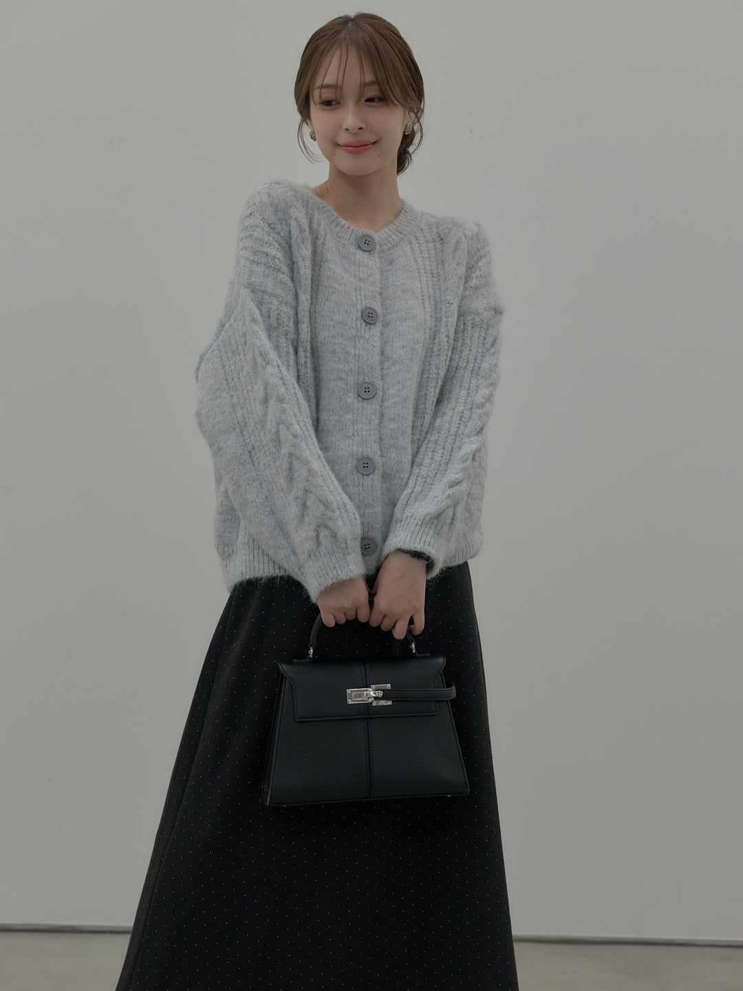 裏起毛ドット柄Aラインスカート