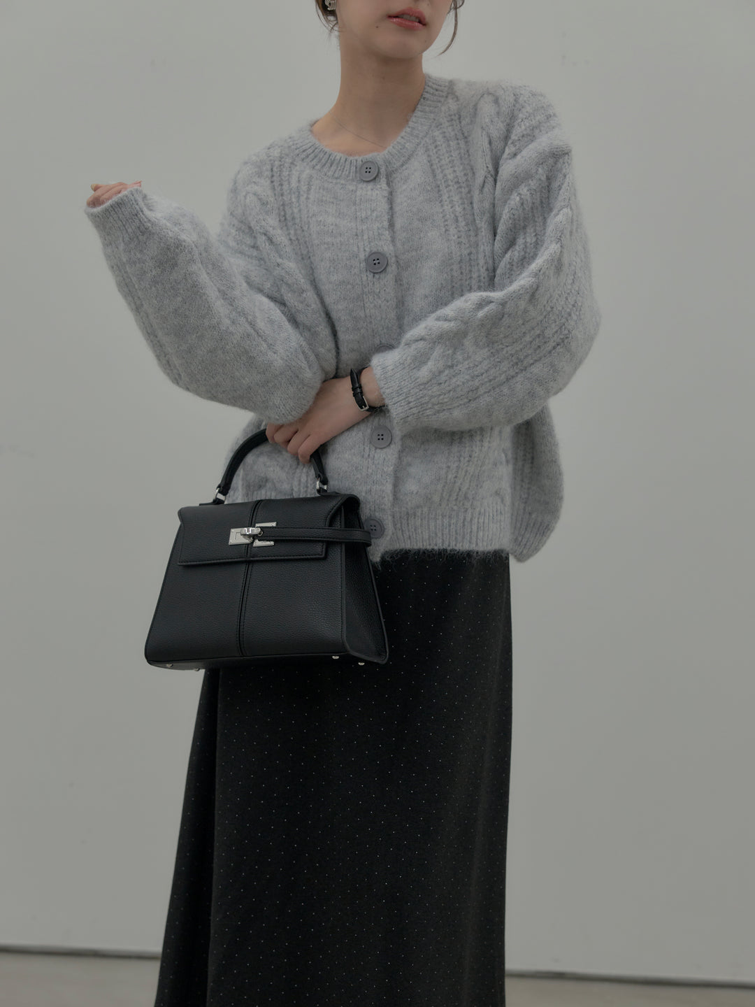 裏起毛ドット柄Aラインスカート