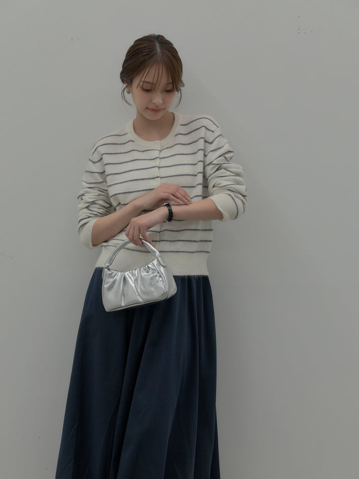 【premium touch】アルパカタッチボーダーニットカーディガン