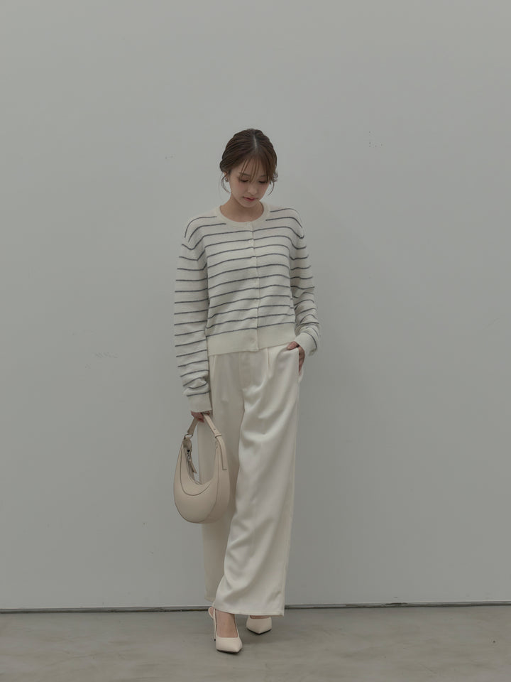 【premium touch】アルパカタッチボーダーニットカーディガン