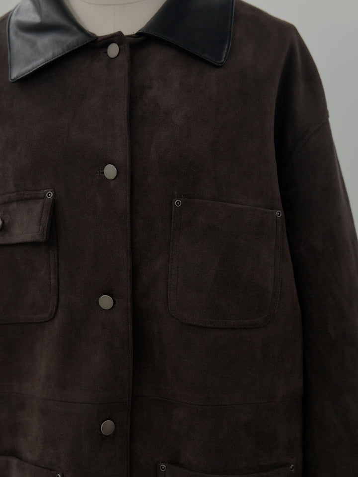 レザー襟オーバースウェードジャケット