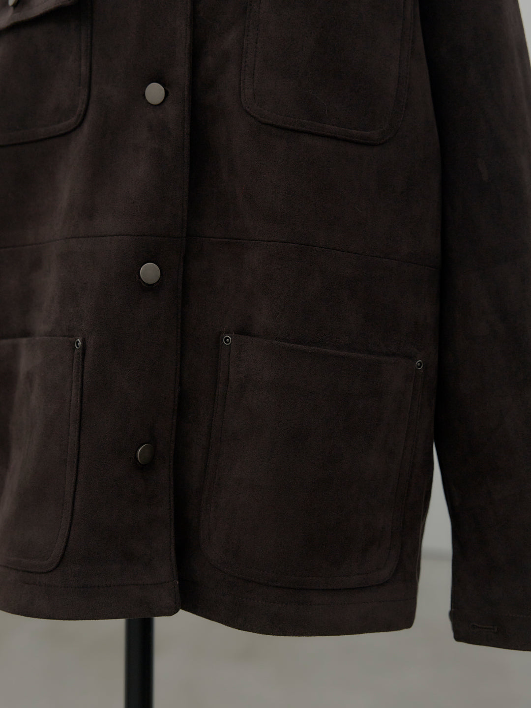 レザー襟オーバースウェードジャケット