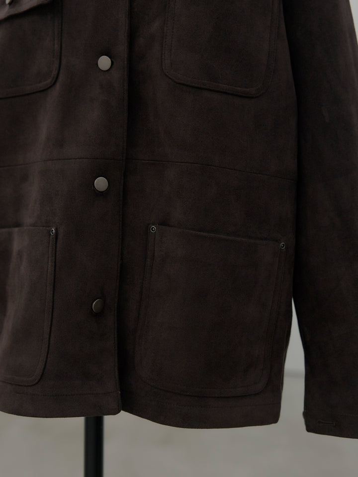 レザー襟オーバースウェードジャケット