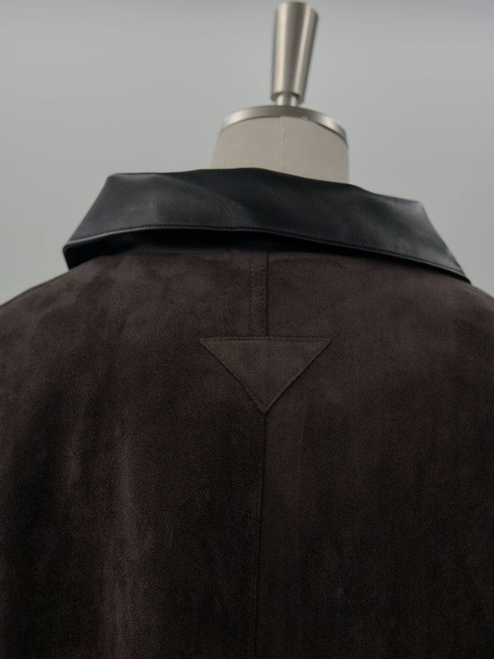 レザー襟オーバースウェードジャケット