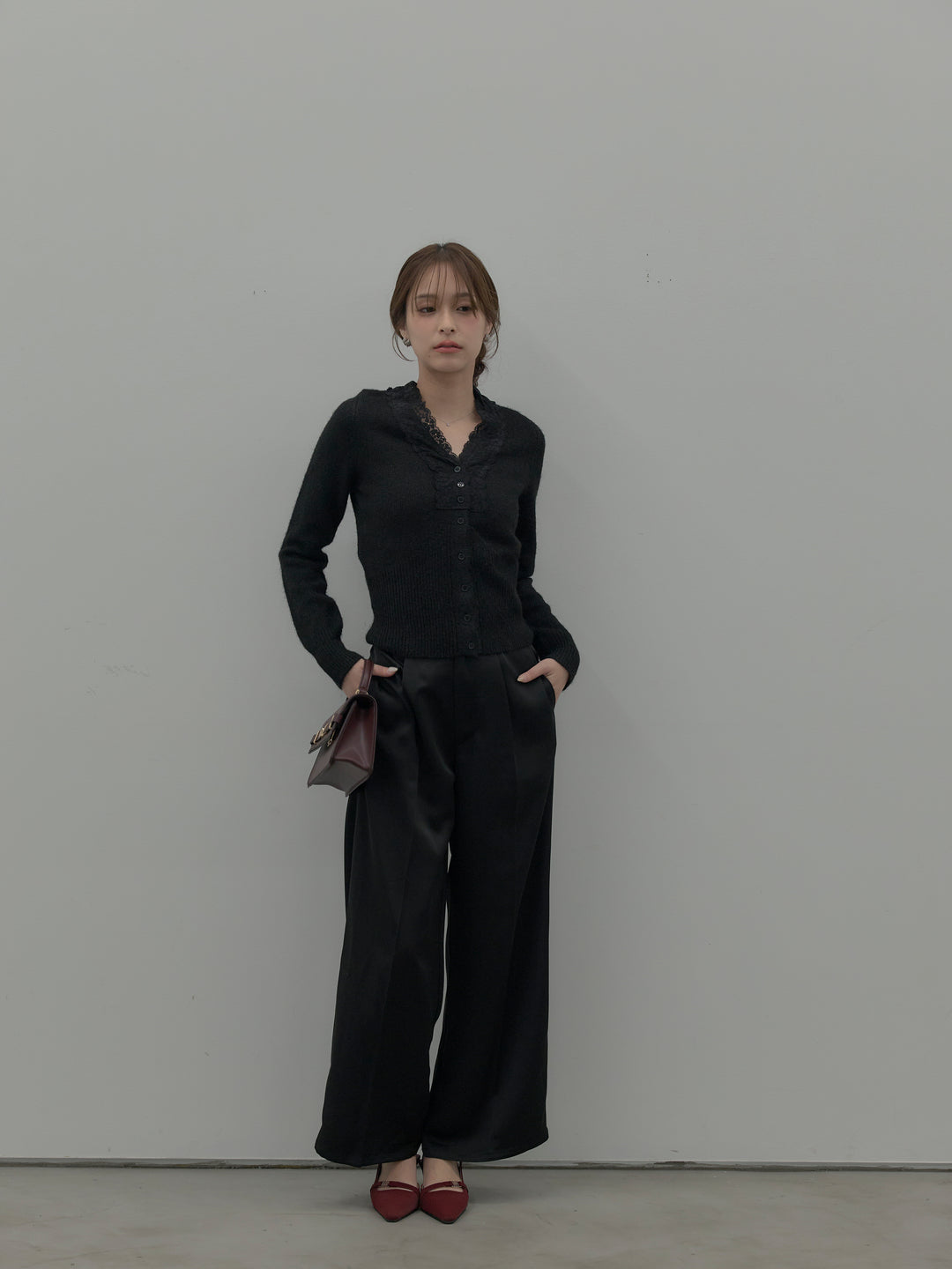 【premium touch】アルパカタッチボーダーニットカーディガン