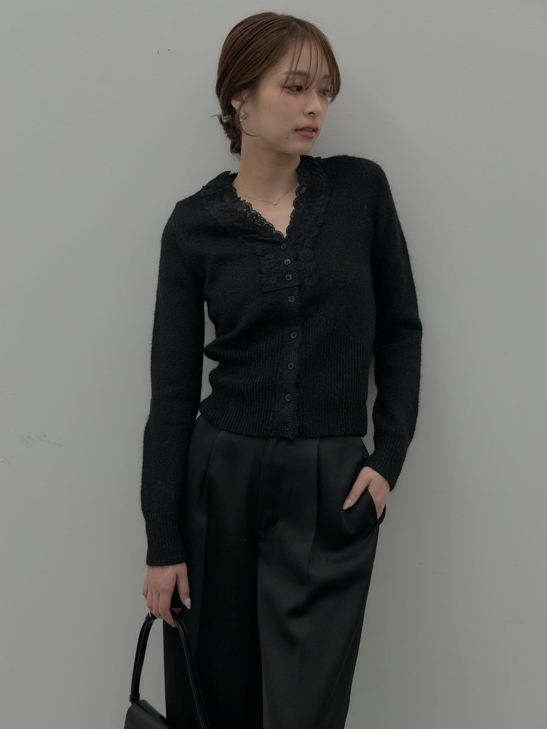 【premium touch】アルパカタッチボーダーニットカーディガン