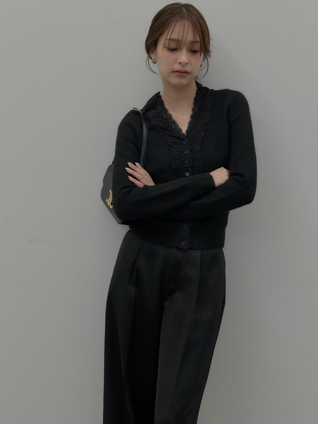 【premium touch】アルパカタッチボーダーニットカーディガン