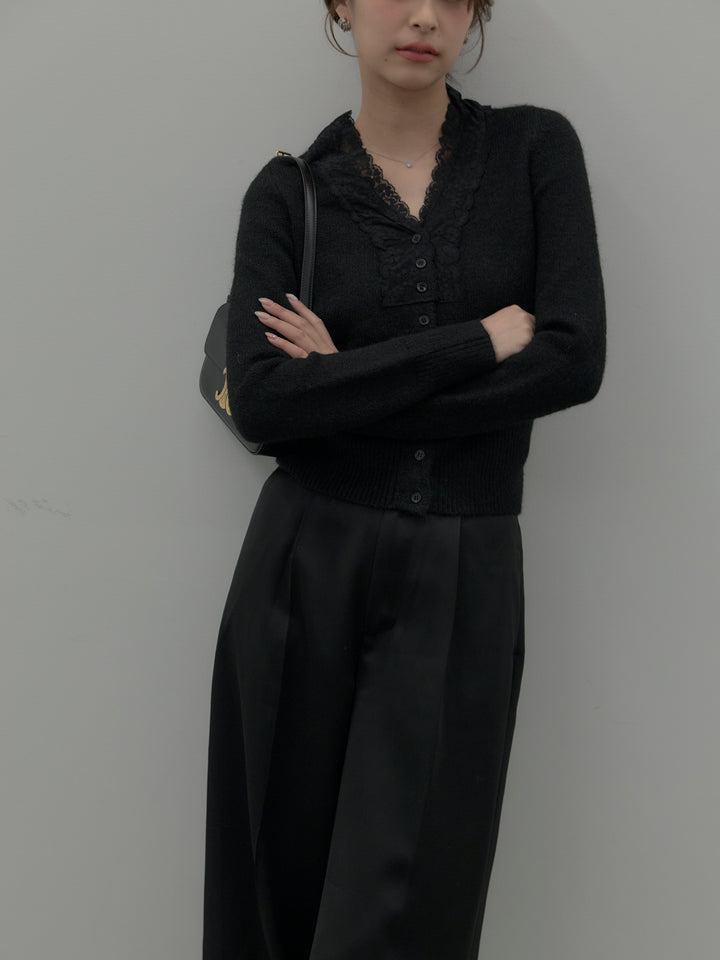 【premium touch】アルパカタッチボーダーニットカーディガン