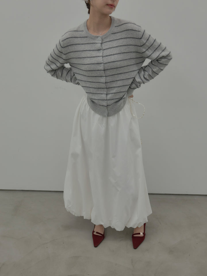 【premium touch】アルパカタッチボーダーニットカーディガン