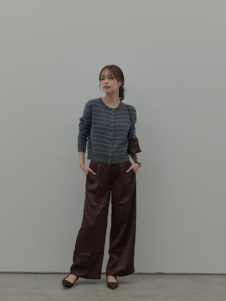 【premium touch】アルパカタッチボーダーニットカーディガン