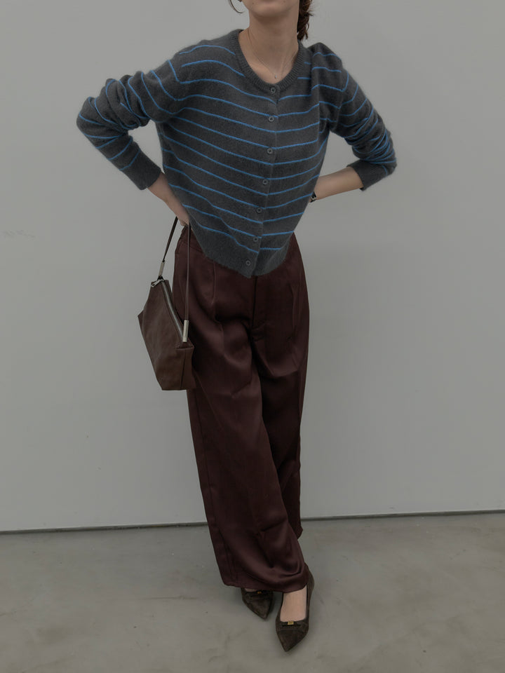 【premium touch】アルパカタッチボーダーニットカーディガン