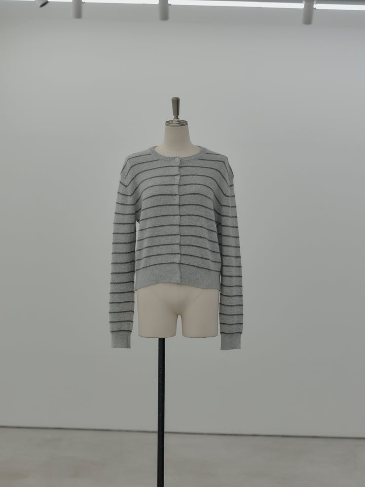 【premium touch】アルパカタッチボーダーニットカーディガン