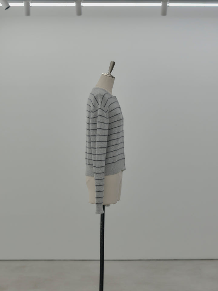 【premium touch】アルパカタッチボーダーニットカーディガン