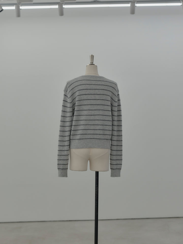 【premium touch】アルパカタッチボーダーニットカーディガン