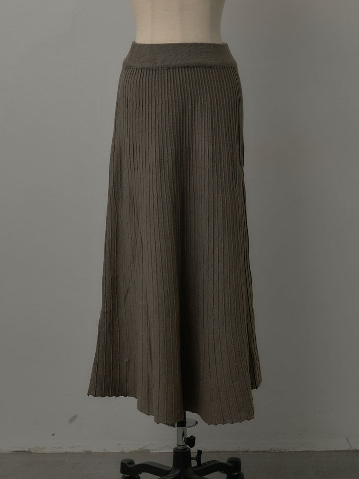 デザインリブポロ襟ニットトップス&ロングスカートSET UP