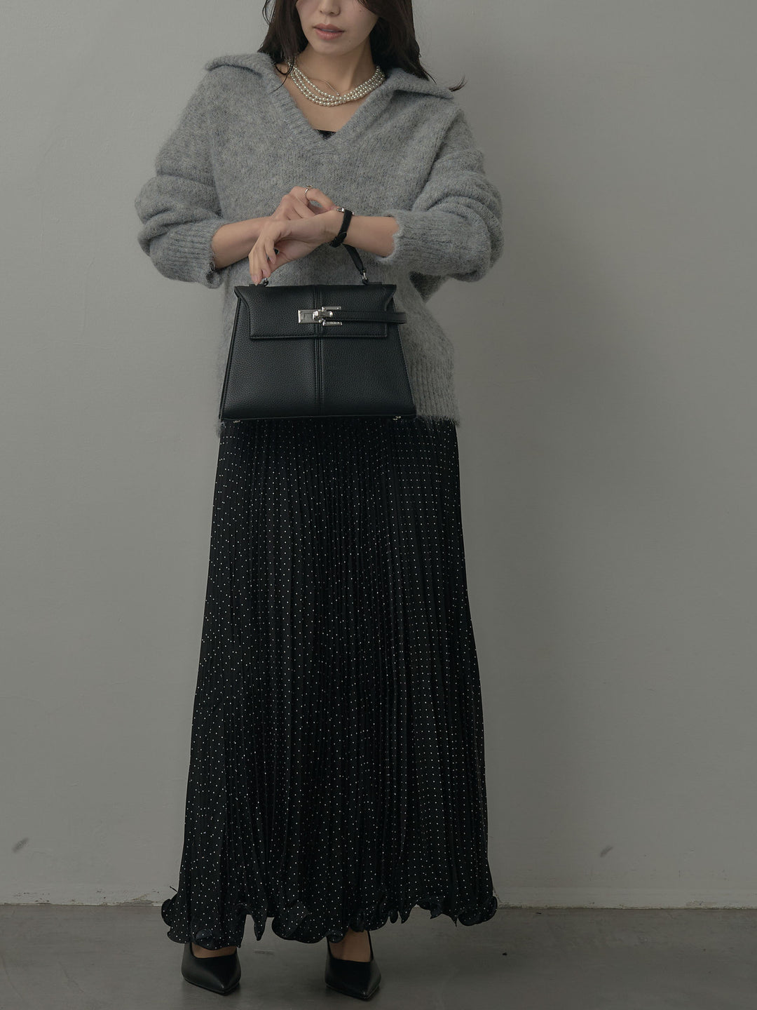 ドットプリーツスカート