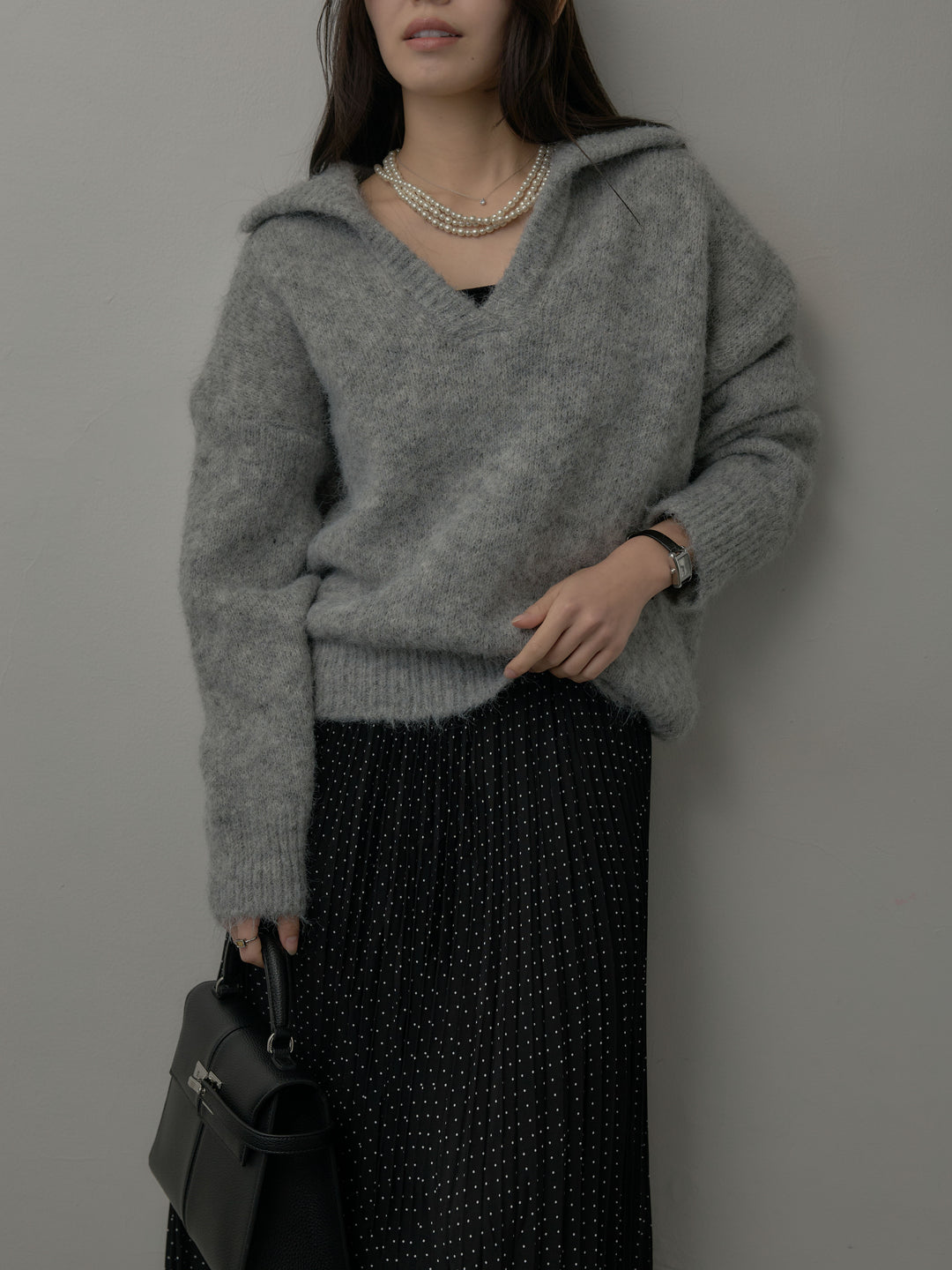 オーバーサイズスキッパーニットトップス